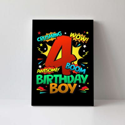 4th Birthday Kids Comic Style Kids 4 Year Old Gifts Canvas