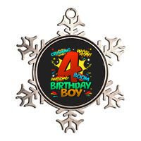 4th Birthday Kids Comic Style Kids 4 Year Old Gifts Metallic Star Ornament