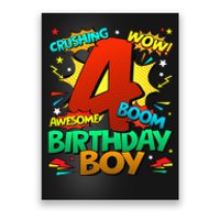 4th Birthday Kids Comic Style Kids 4 Year Old Gifts Poster