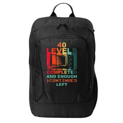 40 Birthday Level 40 Pc Retro Vintage Gamer City Backpack