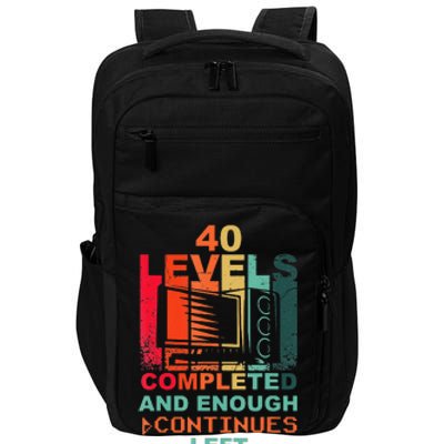 40 Birthday Level 40 Pc Retro Vintage Gamer Impact Tech Backpack