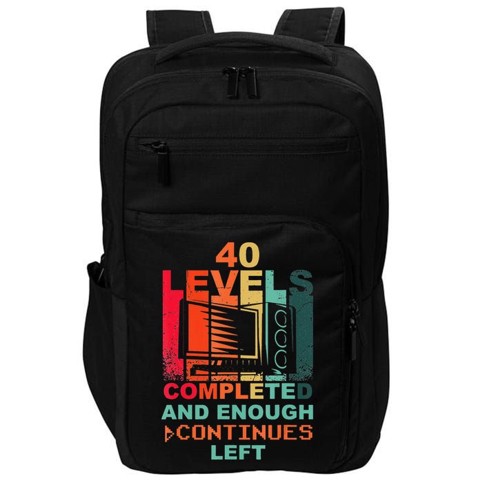 40 Birthday Level 40 Pc Retro Vintage Gamer Impact Tech Backpack