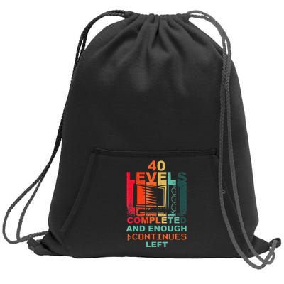 40 Birthday Level 40 Pc Retro Vintage Gamer Sweatshirt Cinch Pack Bag