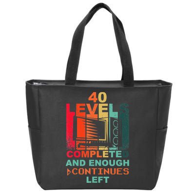 40 Birthday Level 40 Pc Retro Vintage Gamer Zip Tote Bag