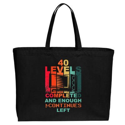 40 Birthday Level 40 Pc Retro Vintage Gamer Cotton Canvas Jumbo Tote