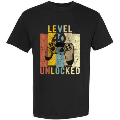  40th Birthday Level 40 Unlocked Video Gamer Garment-Dyed Heavyweight T-Shirt