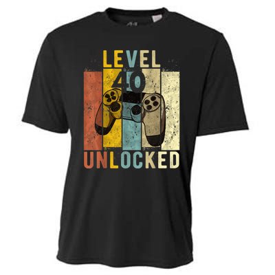  40th Birthday Level 40 Unlocked Video Gamer Cooling Performance Crew T-Shirt