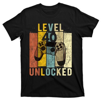  40th Birthday Level 40 Unlocked Video Gamer T-Shirt