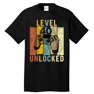  40th Birthday Level 40 Unlocked Video Gamer Tall T-Shirt