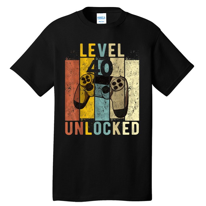  40th Birthday Level 40 Unlocked Video Gamer Tall T-Shirt