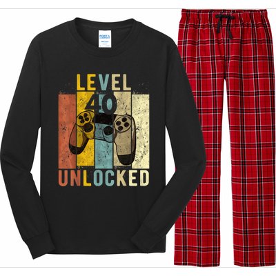  40th Birthday Level 40 Unlocked Video Gamer Long Sleeve Pajama Set