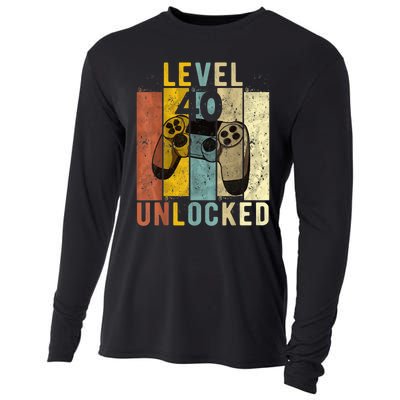  40th Birthday Level 40 Unlocked Video Gamer Cooling Performance Long Sleeve Crew