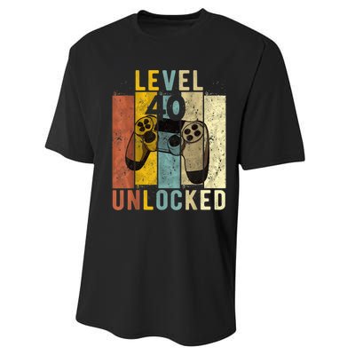  40th Birthday Level 40 Unlocked Video Gamer Performance Sprint T-Shirt