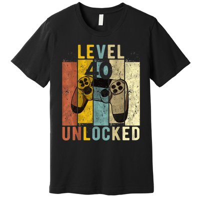  40th Birthday Level 40 Unlocked Video Gamer Premium T-Shirt