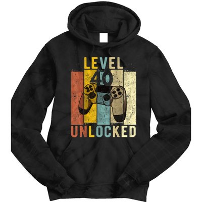  40th Birthday Level 40 Unlocked Video Gamer Tie Dye Hoodie