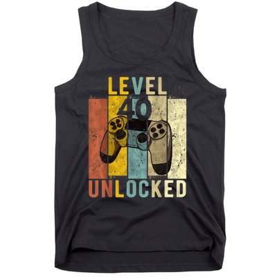  40th Birthday Level 40 Unlocked Video Gamer Tank Top