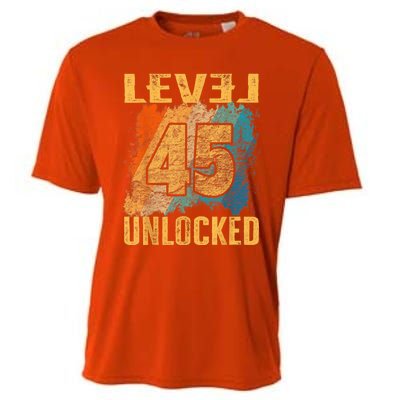 45th Birthday Level Unlocked Vintage Retro Cooling Performance Crew T-Shirt