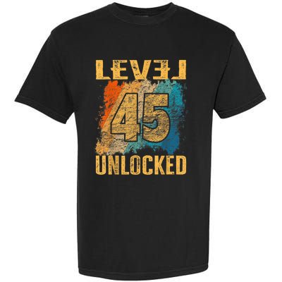 45th Birthday Level Unlocked Vintage Retro Garment-Dyed Heavyweight T-Shirt