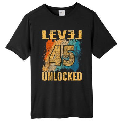 45th Birthday Level Unlocked Vintage Retro Tall Fusion ChromaSoft Performance T-Shirt