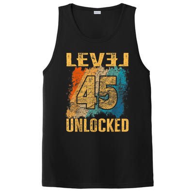 45th Birthday Level Unlocked Vintage Retro PosiCharge Competitor Tank