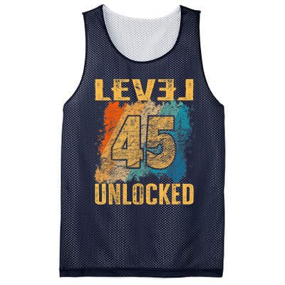 45th Birthday Level Unlocked Vintage Retro Mesh Reversible Basketball Jersey Tank