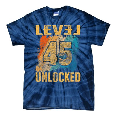 45th Birthday Level Unlocked Vintage Retro Tie-Dye T-Shirt