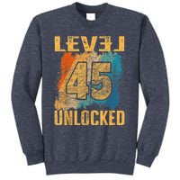 45th Birthday Level Unlocked Vintage Retro Sweatshirt