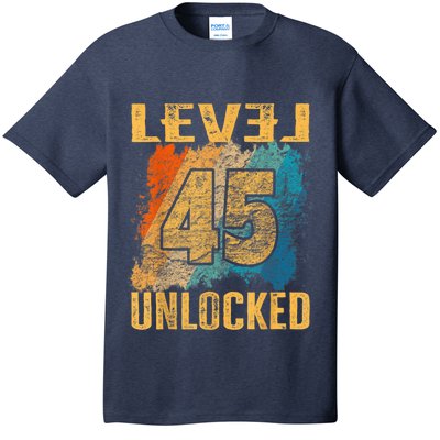 45th Birthday Level Unlocked Vintage Retro T-Shirt