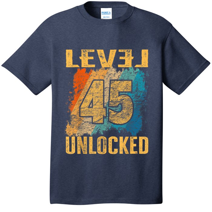 45th Birthday Level Unlocked Vintage Retro T-Shirt