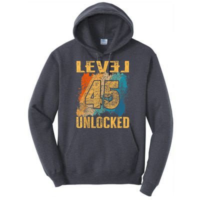 45th Birthday Level Unlocked Vintage Retro Tall Hoodie