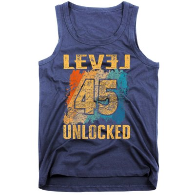 45th Birthday Level Unlocked Vintage Retro Tank Top