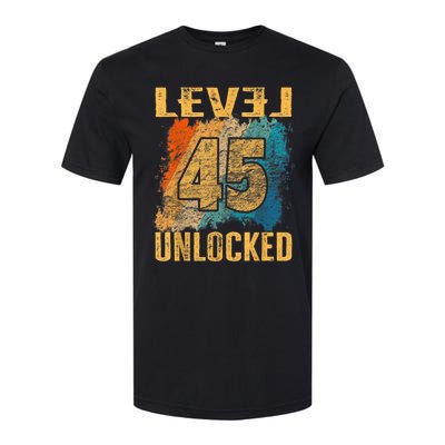 45th Birthday Level Unlocked Vintage Retro Softstyle CVC T-Shirt