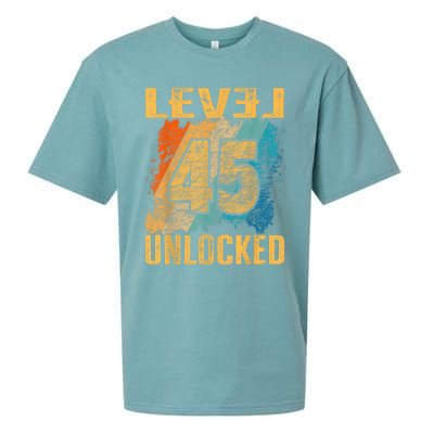 45th Birthday Level Unlocked Vintage Retro Sueded Cloud Jersey T-Shirt