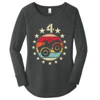 4th Birthday Monster Truck 4 Year Old Birthday Women's Perfect Tri Tunic Long Sleeve Shirt