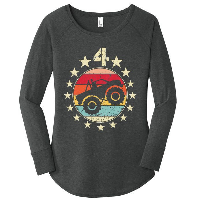 4th Birthday Monster Truck 4 Year Old Birthday Women's Perfect Tri Tunic Long Sleeve Shirt