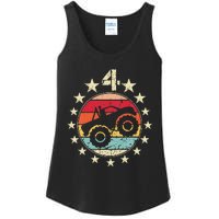 4th Birthday Monster Truck 4 Year Old Birthday Ladies Essential Tank