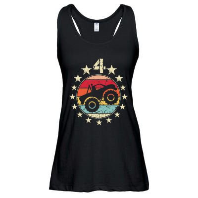 4th Birthday Monster Truck 4 Year Old Birthday Ladies Essential Flowy Tank