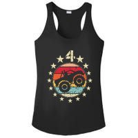 4th Birthday Monster Truck 4 Year Old Birthday Ladies PosiCharge Competitor Racerback Tank