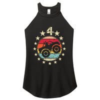 4th Birthday Monster Truck 4 Year Old Birthday Women's Perfect Tri Rocker Tank