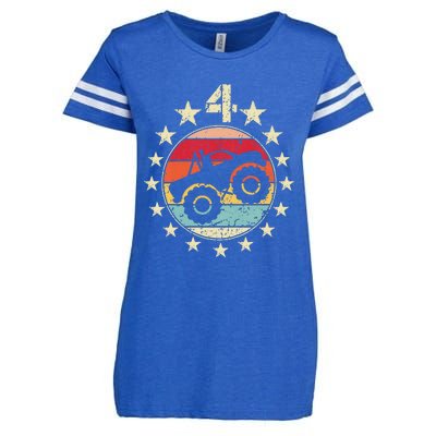 4th Birthday Monster Truck 4 Year Old Birthday Enza Ladies Jersey Football T-Shirt