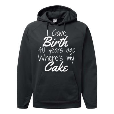 40th Birthday Mom Of 40 Year Old Son Daughter Birthday Performance Fleece Hoodie