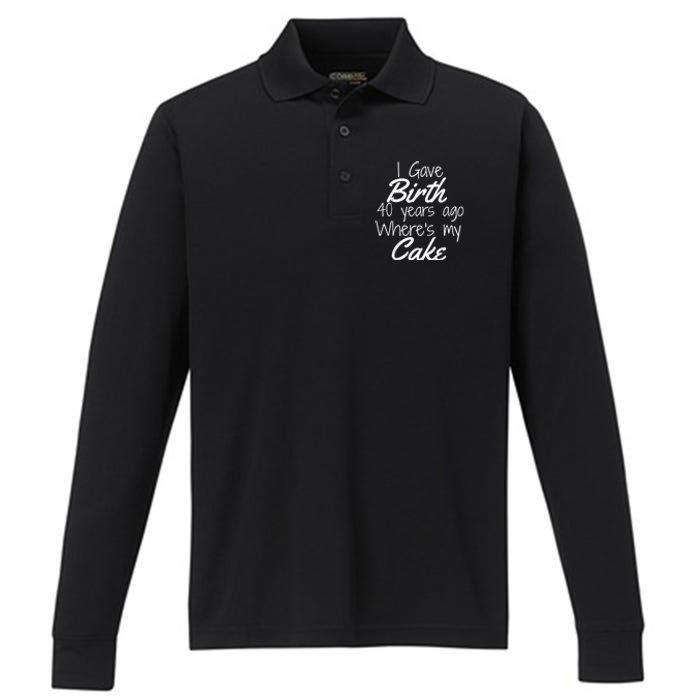 40th Birthday Mom Of 40 Year Old Son Daughter Birthday Performance Long Sleeve Polo