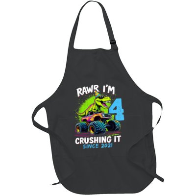 4th Birthday Monster Truck Dinosaur Party Boy Rawr Im 4 Apron