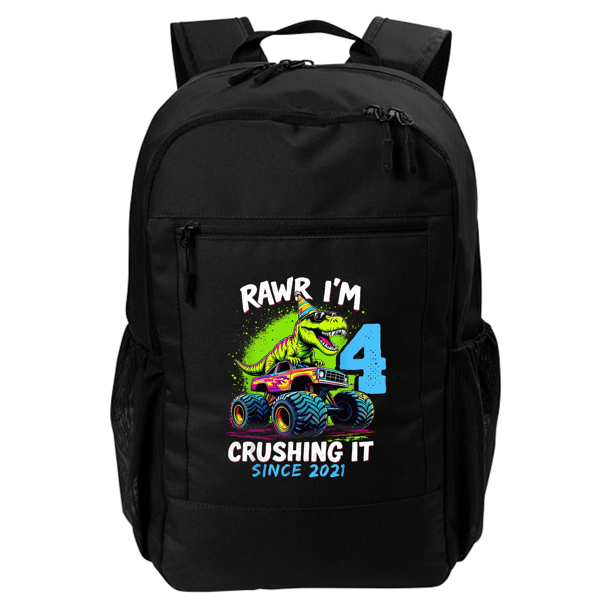 4th Birthday Monster Truck Dinosaur Party Boy Rawr Im 4 Backpack