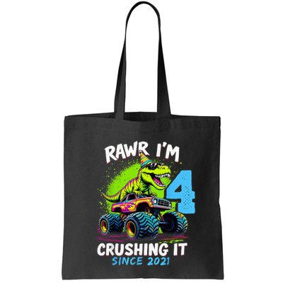 4th Birthday Monster Truck Dinosaur Party Boy Rawr Im 4 Bag