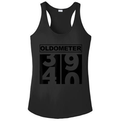 40th Birthday Oldometer 39-40 Ladies PosiCharge Competitor Racerback Tank