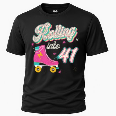 41st Birthday Roller Skates Rolling Into 41 Years Old Bday Performance Shirt