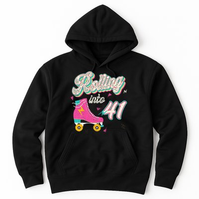 41st Birthday Roller Skates Rolling Into 41 Years Old Bday Hoodie