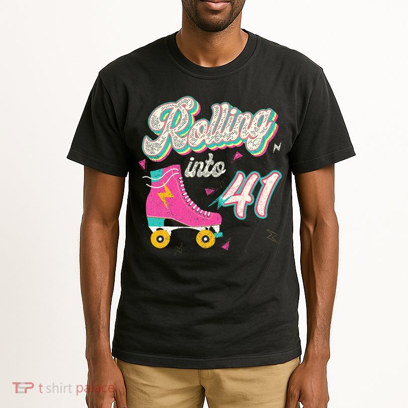 41st Birthday Roller Skates Rolling Into 41 Years Old Bday Tall T-Shirt