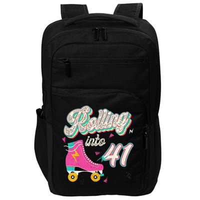 41st Birthday Roller Skates Rolling Into 41 Years Old Bday Impact Tech Backpack